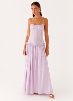 MELANIE - Drop Waist Maxi Kleid in Violett