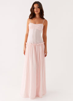 MELANIE - Drop Waist Maxi Kleid in Rosa