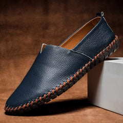 Charles - Elegante Leder-Slipper für Herren in Blau