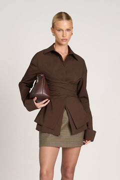MAEVY - Bluse in Braun