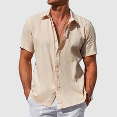 Sigmund | Herren Kurzarm Leinenhemd in Beige
