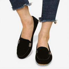 Friederike | Damen Flache Slipper Büro – Flache Büroschuhe Slipper Komfort 2026 in Schwarz