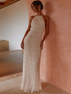 SOLÈNE TEXTURE MAXIKLEID in Creme