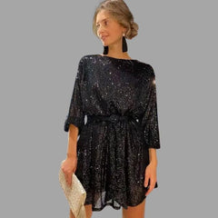Karolin | Glitzerndes Pailletten Minikleid in Schwarz
