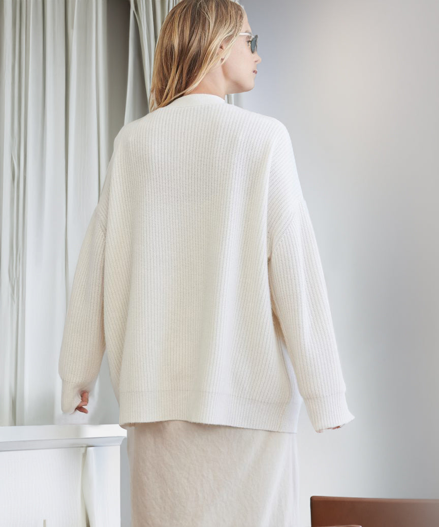 Damen Gerippt Knopf Daunen Strickjacke | Übergröße