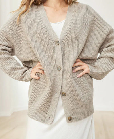 Damen Gerippt Knopf Daunen Strickjacke | Übergröße