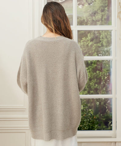 Damen Gerippt Knopf Daunen Strickjacke | Übergröße