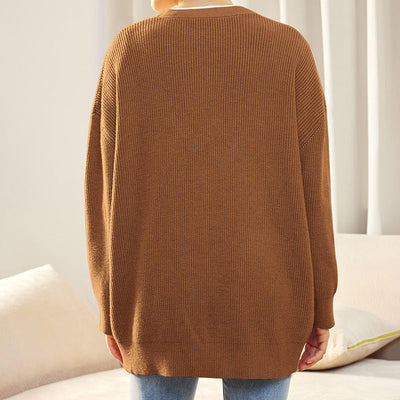 Damen Gerippt Knopf Daunen Strickjacke | Übergröße