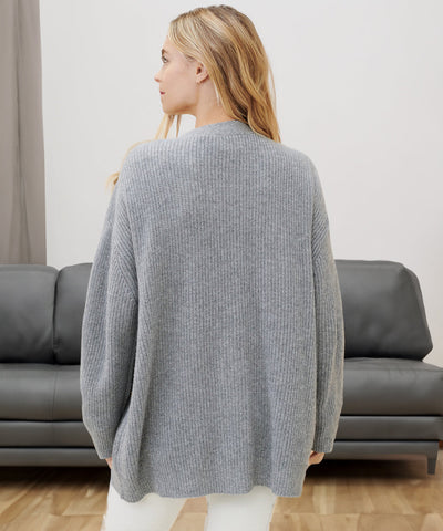 Damen Gerippt Knopf Daunen Strickjacke | Übergröße