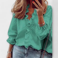Sarah – Elegante Bluse mit besonderem Charakter in Grün