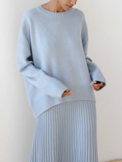 Frauke | Lässig Warmer Strickpullover in Hellblau