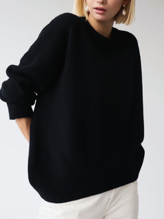 Frauke | Lässig Warmer Strickpullover in Schwarz