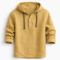 Alton - Atmungsaktiver Leinen-Hoodie in Khaki