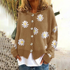Damen Cardigan mit Blumen Druck | Lässig in Khaki