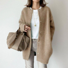 Giulia® | Eleganter Cashmere Cardigan in Khaki-Braun