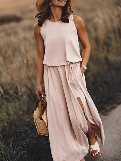 Ärmelloses Kleid mit Schlitz für Damen