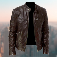 Karl - Die Stylische Und Einzigartige Lederjacke in Dunkelbraun