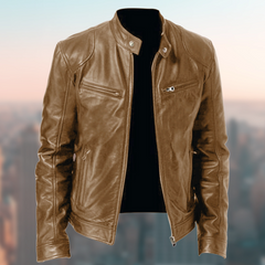 Karl - Die Stylische Und Einzigartige Lederjacke in Hellbraun