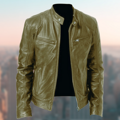 Karl - Die Stylische Und Einzigartige Lederjacke in Olivgrün