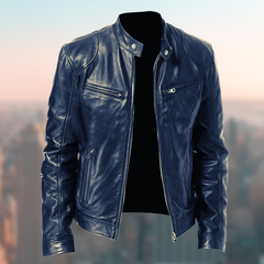 Karl - Die Stylische Und Einzigartige Lederjacke in Blau