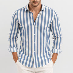 Scott | Herren Gestreiftes Button-Down Hemd in Blau