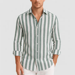 Scott | Herren Gestreiftes Button-Down Hemd in Grün