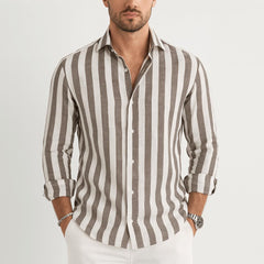 Scott | Herren Gestreiftes Button-Down Hemd in Khaki