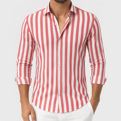 Scott | Herren Gestreiftes Button-Down Hemd in Rosa