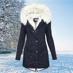 VICTORIA  - Winter Fellfutter Parka Jacke  Für Frauen in Marineblau