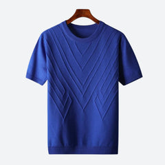 Herren Texturierter Strick T-Shirt in Königsblau