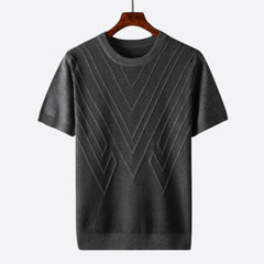 Herren Texturierter Strick T-Shirt in Grau