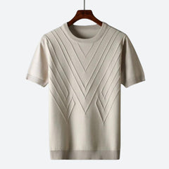 Herren Texturierter Strick T-Shirt in Aprikose