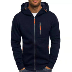 Sportliche Herren Strickjacke Mit Kapuze | Reißverschluss & Taschen in Blau