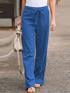 Leinenhose mit Gürtel für Damen in Blau