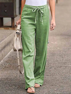 Leinenhose mit Gürtel für Damen in Grün