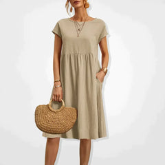 Anabella - Bequemes Sommerkleid mit Taschen in Beige