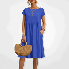 Anabella - Bequemes Sommerkleid mit Taschen in Blau