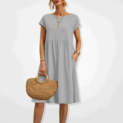 Anabella - Bequemes Sommerkleid mit Taschen in Grau
