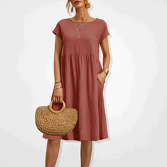 Anabella - Bequemes Sommerkleid mit Taschen in Orange