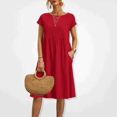Anabella - Bequemes Sommerkleid mit Taschen in Rot