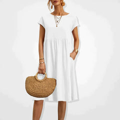 Anabella - Bequemes Sommerkleid mit Taschen in Weiß