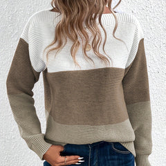 Birte | Vielseitiger Langarm Strickpullover in Braun