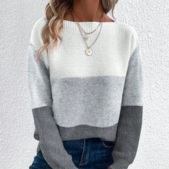 Birte | Vielseitiger Langarm Strickpullover in Hellgrau