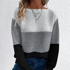 Birte | Vielseitiger Langarm Strickpullover in Grau