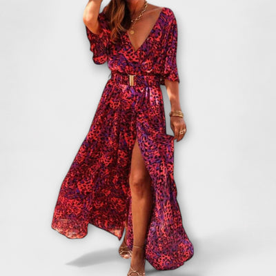 Sabine - Elegantes Wickel-Maxikleid mit Fließendem Schnitt