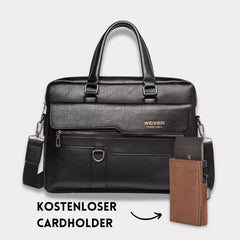 Raplhmattew - Weixier Leder Laptop Tasche + Kostenloser Cardholder in Schwarz