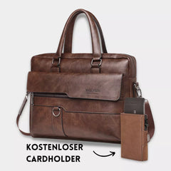 Raplhmattew - Weixier Leder Laptop Tasche + Kostenloser Cardholder in Dunkelbraun