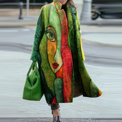 Lara | Eleganter Herbst & Wintermantel in Damen Gesicht Design (grün)