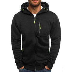 Lässiger Herren-Hoodie mit Reißverschluss und entspanntem Schnitt in Schwarz