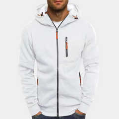Lässiger Herren-Hoodie mit Reißverschluss und entspanntem Schnitt in Weiß